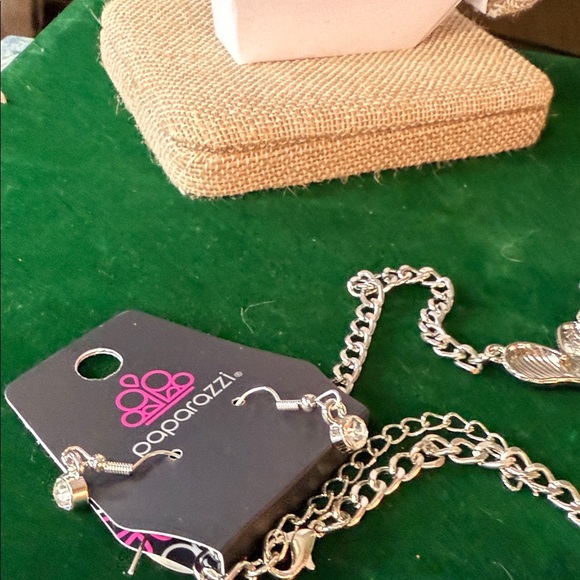 Blue and Silver Heart Necklace and Earrings - Picture 4 of 5